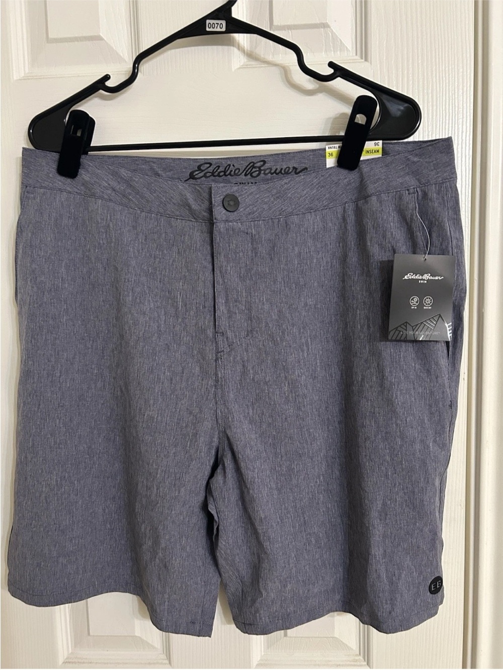 Eddie Bauer Hybrid Swim Shorts 36 Grey Heathered Amphib Performance Boardshorts